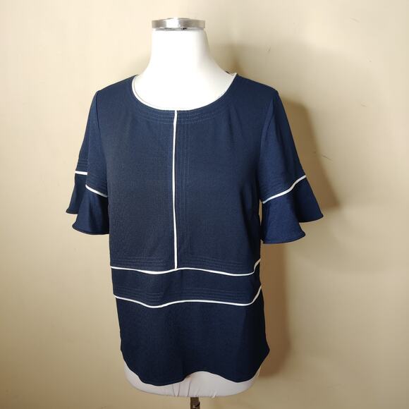 Banana Republic Navy Top Short Flared Sleeve Stretch - Picture 2 of 6